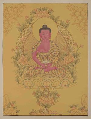 Original Hand-Painted Amitabha Buddha | Red Buddha |Tibetan Bodhisattva Thangka